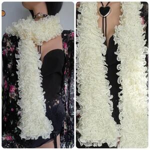 Lace Ruffle Crochet Scarf | Fairy Grunge Cottagecore Romantic Wrap